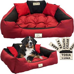 EDANTI Lit pour chien Coussin pour chien Lit pour chat Personnalis&eacute; Canap&eacute; pour chien avec nom L - XL pour grands, moyens et petits chiens
