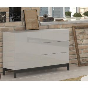 Image de Alter Buffet moderne avec 1 porte et 3 tiroirs, Made in Italy, Buffet de cuisine, Buffet design de salon, avec pieds, 110x40h4