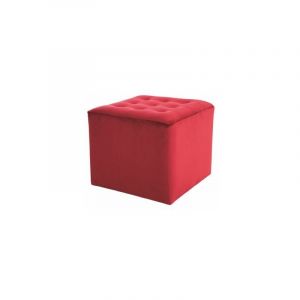 Signal Ac-Deco Pouf en velours - Lori - L 39 cm x H 34 cm - Rouge