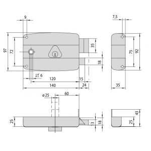 Serrure monopoint horizontal fouillot gauche cylindre de 50mm sur numéro BC1534 - CISA - 3005016000BC1534