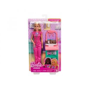 Mattel Coffret pediatre - poupee blonde bebe accessoires - metier medical docteur medecin - set jouet enfants et carte