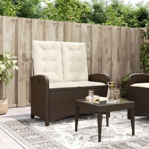 VidaXL Banc inclinable de jardin avec coussins marron r&eacute;sine tress&eacute;e