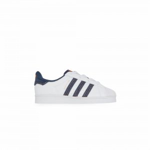 Adidas Superstar El Denim Blanc/marine/orange - Bébé -