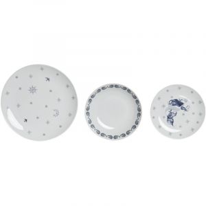 Vaisselle Set 18 Porcelaine 27X27X3 Bleu