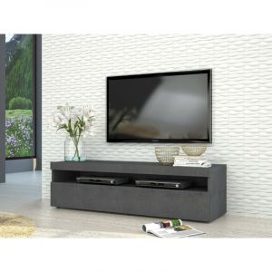 Image de Dmora - Meuble TV Dcaiced, Buffet bas de salon, base meuble TV, 100% Made in Italy, cm 130x45h36, Slate