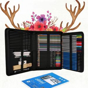 Image de Crayons de Couleur 72 Pieces Crayons de Cire Pastels à l'huile Peinture Aquarelle Crayons de coloriage Métallique