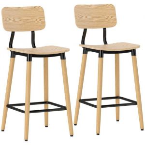 Homcom Lot de 2 tabourets de bar dossier hauteur réglable et repose-pieds