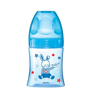 Image de Dodie Biberon Initiation + Bleu Bateau Col Large 150ml