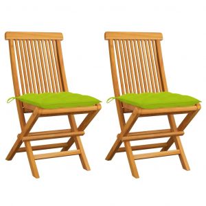 VidaXL Chaises de jardin avec coussins vert vif 2 pcs Bois de teck