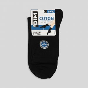 DIM Coton Stretch Chaussettes, Noir, 39/42 (Lot de 2) Femme