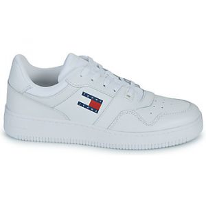 Tommy Jeans Pour homme. Baskets Retro Basket en cuir blanc