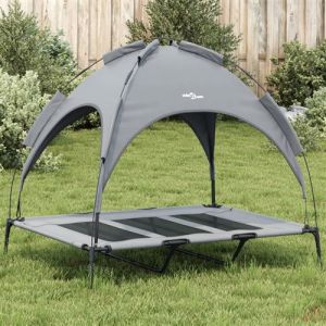 VidaXL Lit pour chien avec auvent anthracite tissu Oxford et acier, canapé pour chien, canapés pour chien, chaise pour chien