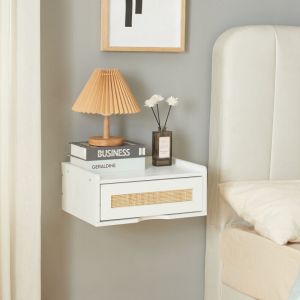 Tagère murale Ljuredsø 40 x 30 x 17 cm blanc aspect rotin [en.casa]