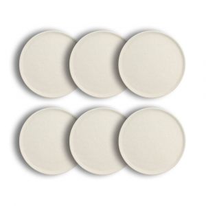 Ogo Living Lot de 6 assiettes à dessert texturées 21cm grès blanc mat