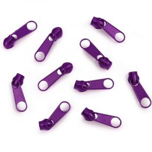 Cyclingcolors 10x Curseur N°3 Non Verrouillable Pour Fermeture Éclair À Glissière Spirale Zipper Tirette Métal Idéal Jupe Vêtement, Violet