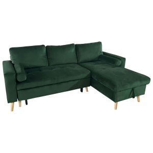 Happy Garden Canap&eacute; d'angle convertible james 3 places en velours vert - green