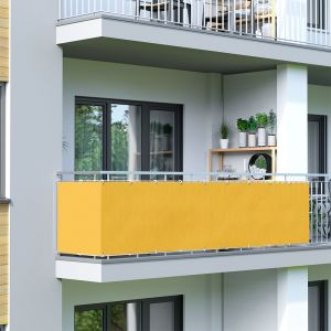 Image de Jarolift Brise vue pour balcon respirant, protection contre les regards, pour balcon 500 x 90cm (24 œillets), jaune