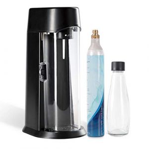 Levivo Machine &agrave; Soda WATER fournie avec bouteille en verre et cylindre de CO2, adapt&eacute; pour les cylindres de CO2 0,6 l et 1,2 l met fin au transport des caisses, Noir