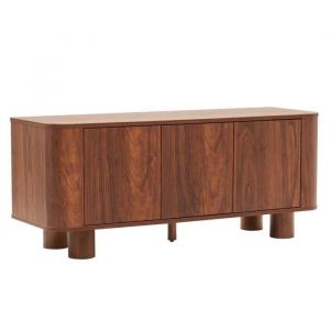 Oviala Meuble TV scandinave 3 portes L120 cm bois foncé
