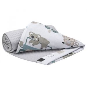 Couverture b&eacute;b&eacute; en coton Waffle bilat&eacute;ral 75x100cm - MEDI PARTNERS - Zoo