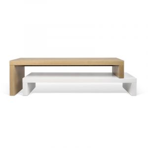 Image de TemaHome Meuble TV "Cliff" 120cm Blanc Mat & Chêne