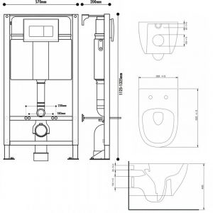 Image de Planetebain Pack wc suspendu universel autoportant + cuvette sans bride grise knidos