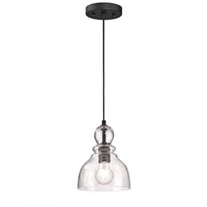 Westinghouse Lighting 61008 Luminaire suspendu d'intérieur à une lampe, finition bronze huilé avec verre granuleux clair