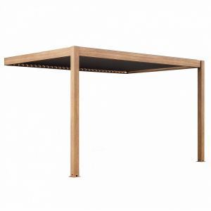 Oviala Pergola bioclimatique adossée et motorisée éclairée 3x4m bois