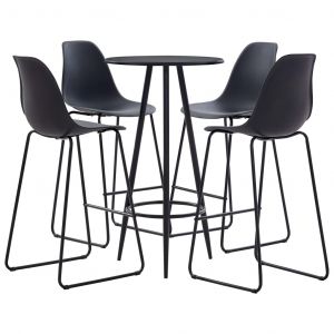 VidaXL Ensemble de Bar Plastique Noir 5 pcs
