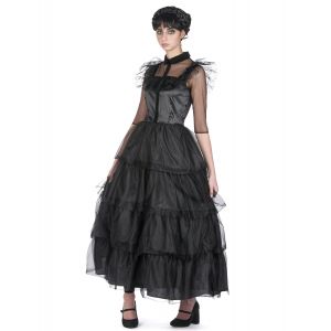 Image de Déguisement robe de bal gothique noire femme - Taille L