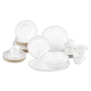 Service de table 32 pièces Lace Blanc/doré