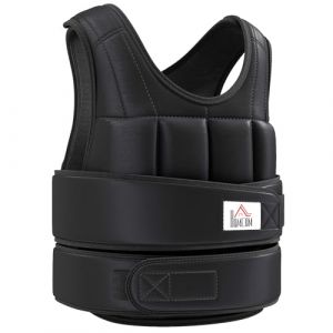 Homcom Gilet lesté réglable - 10 Kg max. - poids amovibles - musculation exercice boxe - oxford - noir