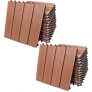 Deuba 22x Dalles de terrasse en Bois Composite WPC Classique Terre Cuite 30x30cm Jardin