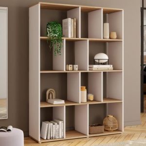 Idmarket Etagère bibliothèque JENA 4 niveaux blanc et effet bois H.143 cm