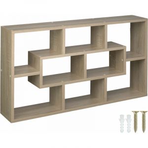 Image de TecTake Étagère murale avec 8 compartiments en Bois MDF Marron Chêne Clair