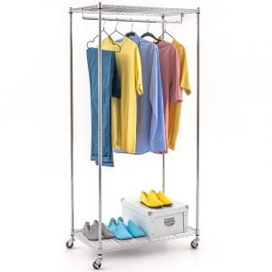 Tatkraft - art moon buffalo armoire sur roues, tringle à VêTEMENTS robuste avec 2 ETAGèRES, portant à VêTEMENTS