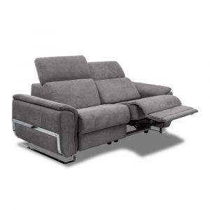 Image de Italian Spirit Canapé 2 places relax électrique REAUMUR avec système zéro wall microfibre gris graphite