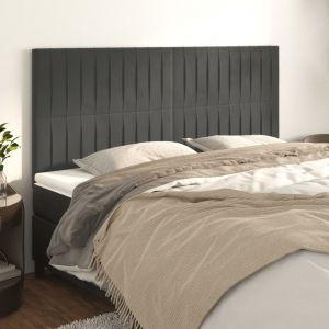 VidaXL Têtes de lit 4 pcs Gris foncé 90x5x78/88 cm Velours Gris foncé