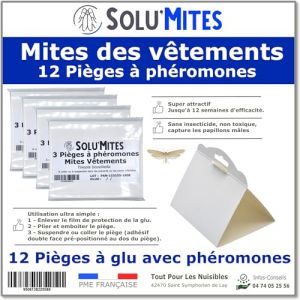 Tout Pour Les Nuisibles - SOLU'MITES-Pièges Phéromones pour Mites vêtement- Lot 12 pièges