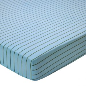 Drap housse percale de coton BRUME D'ASIE - bleu