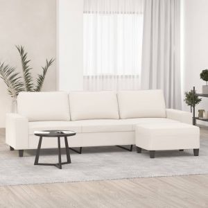 VidaXL Canapé 3 places avec repose-pieds Beige 210 cm Tissu microfibre