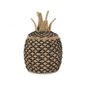 Panier ananas jonc de mer naturel et noir
