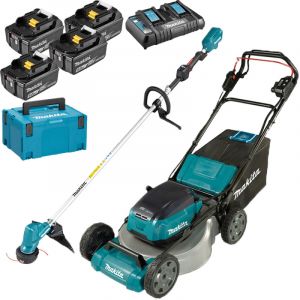 Image de Makita Pack Jardin 36V: tondeuse auto-tractée 36V 53cm DLM532 + débroussailleuse 18V DUR190LZX3 + 4 batt 5Ah