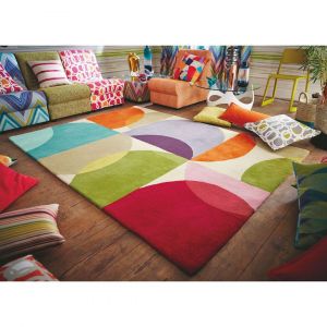 Scion Tapis graphique laine tuft&eacute; main design Kaleido Multicolore 120x180 - Multicolore