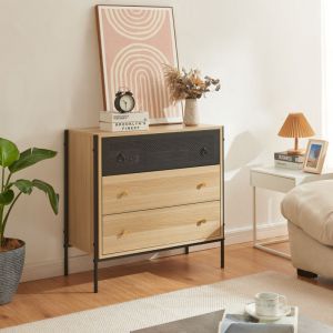 Commode Tysnes 80 x 80 x 40 cm effet chêne noir [en.casa]