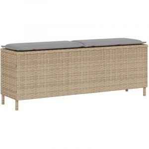 VidaXL Banc de jardin avec coussin beige 110x30x40,5 cm résine tressée