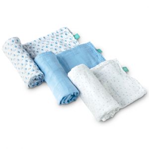 KOALA BABYCARE Langes enfant mousseline Soft Touch bleu 80x80 cm lot de 3 - Taille 80x80 cm