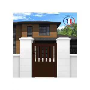 Portillon aluminium mod&egrave;le semi-ajour&eacute; en kit dimensions L.1000 (entre piliers) x H.1300 mm Couleurs Gris (RAL 7016)