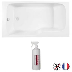 Image de Jacob Delafon Baignoire bain douche Malice antidérapante + nettoyant Blanc Mat, 160 x 85 - version gauche