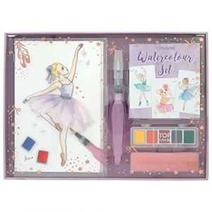 Image de Depesche 12248 TOPModel Ballet 20 Feuilles de Motifs sur Papier, kit de Peinture cr&eacute;ative avec 5 aquarelles, Un Crayon Pinceau et Une &eacute;ponge, Multicolore